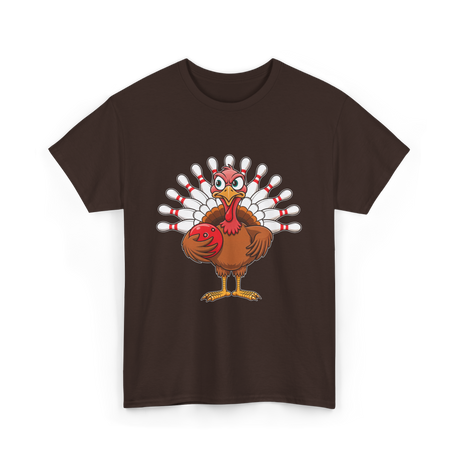 Thanksgiving Turkey Bowling Turkey T-Shirt - Dark Chocolate