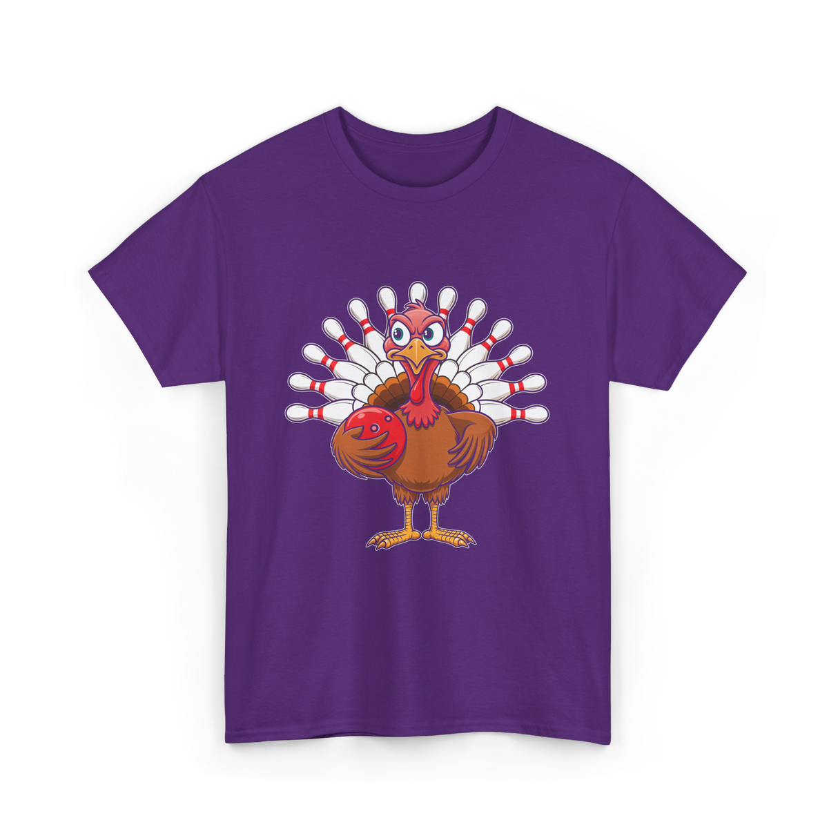 Thanksgiving Turkey Bowling Turkey T-Shirt - Purple