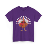 Thanksgiving Turkey Bowling Turkey T-Shirt - Purple