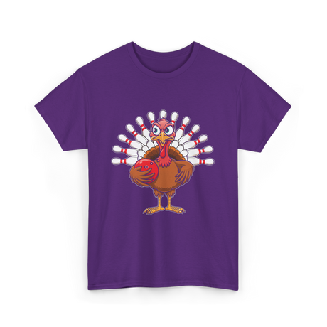 Thanksgiving Turkey Bowling Turkey T-Shirt - Purple