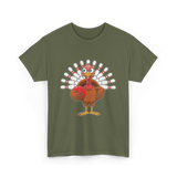 Thanksgiving Turkey Bowling Turkey T-Shirt - Military Green