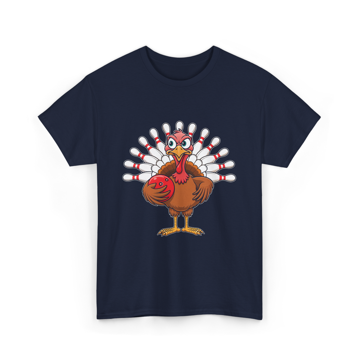 Thanksgiving Turkey Bowling Turkey T-Shirt - Navy