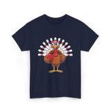 Thanksgiving Turkey Bowling Turkey T-Shirt - Navy