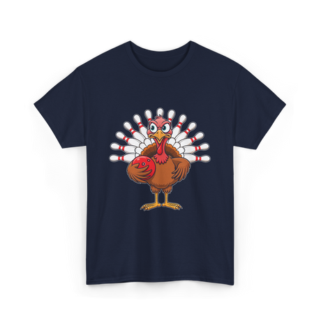 Thanksgiving Turkey Bowling Turkey T-Shirt - Navy