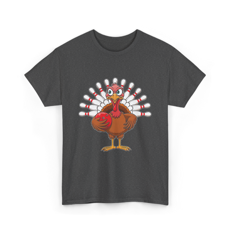 Thanksgiving Turkey Bowling Turkey T-Shirt - Dark Heather