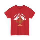 Thanksgiving Turkey Bowling Turkey T-Shirt - Red