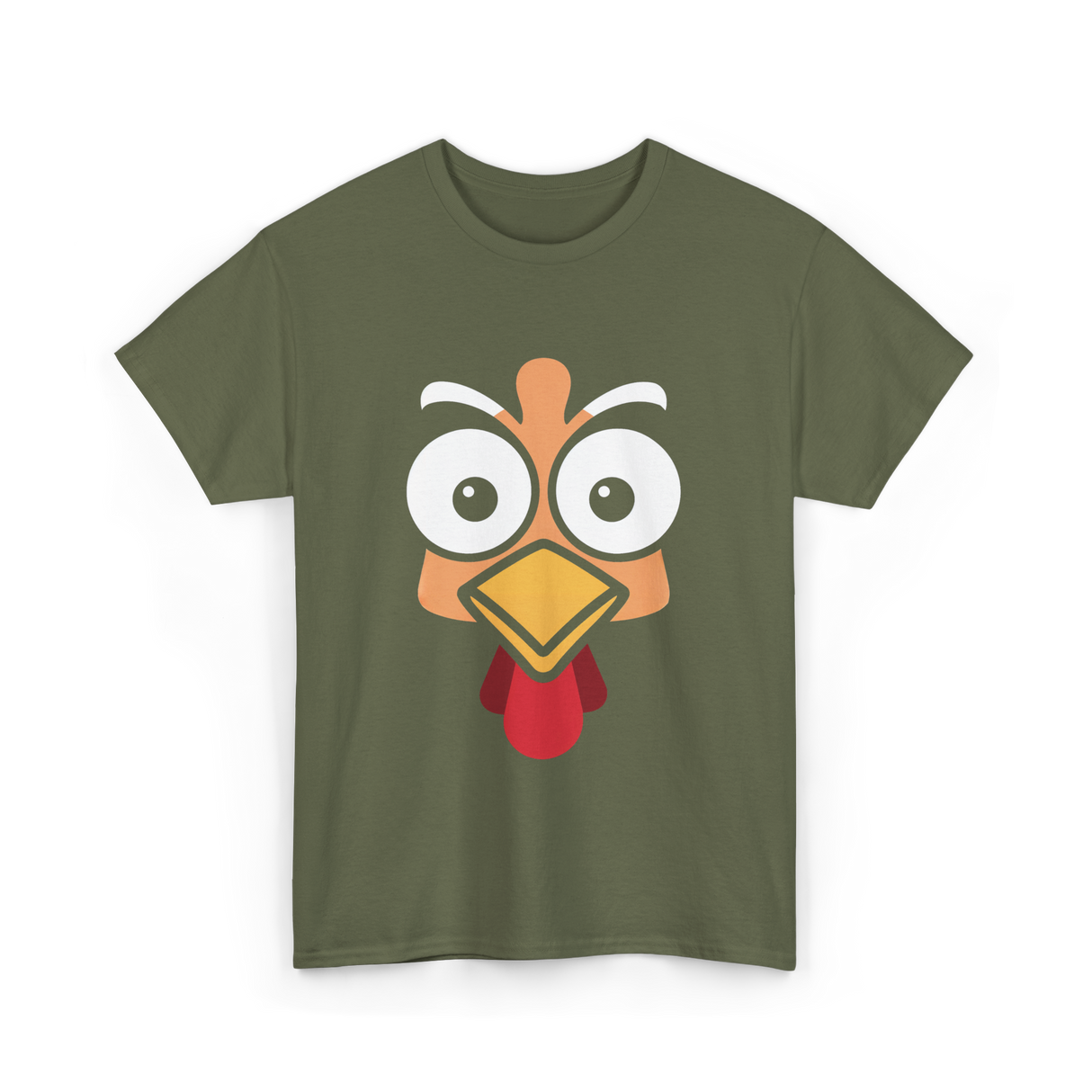 Thanksgiving Turkey Face Costume T-Shirt - Military Green