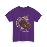 Thanksgiving Turkey Leopard Print Autumn T-Shirt - Purple