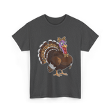 Thanksgiving Turkey Leopard Print Autumn T-Shirt - Dark Heather