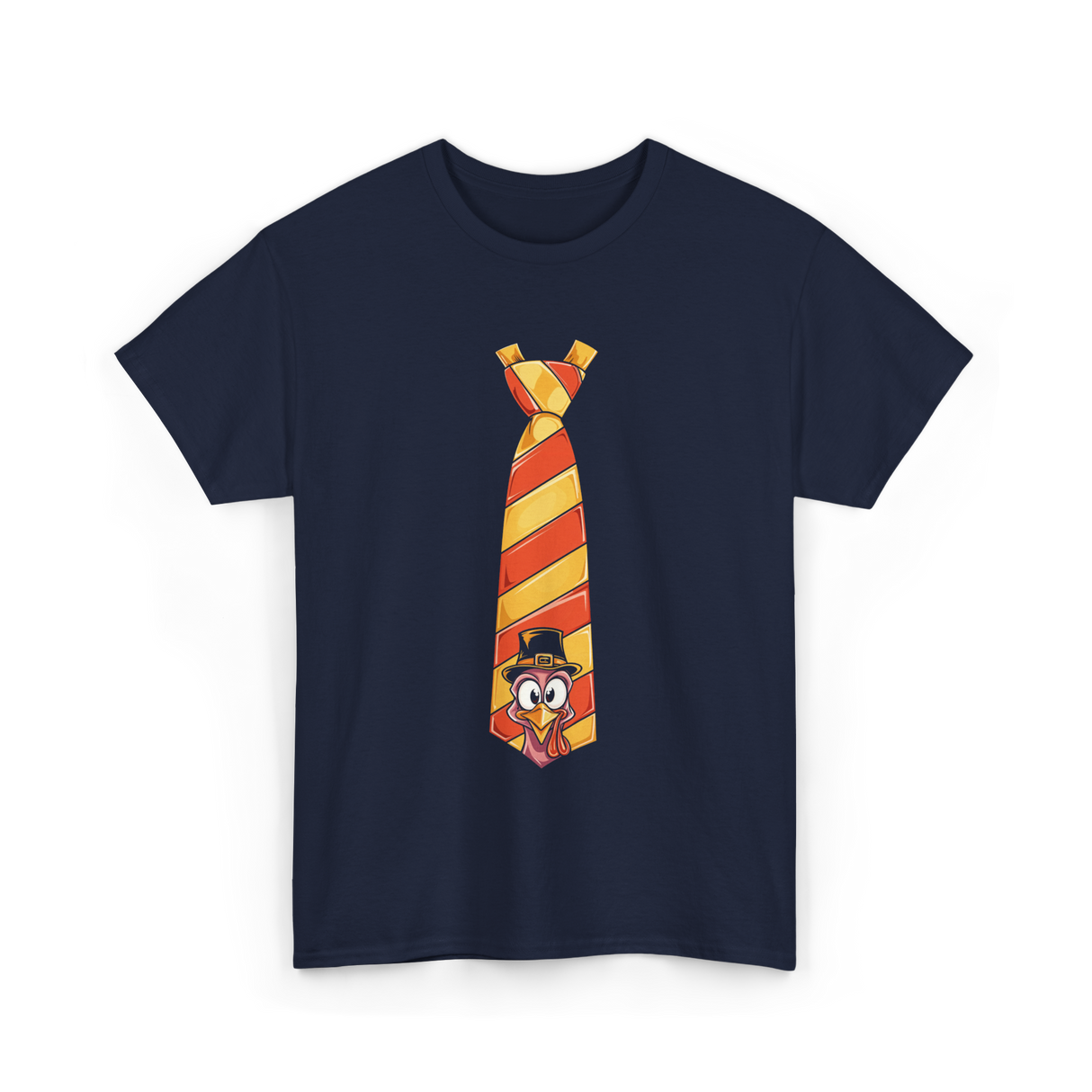 Thanksgiving Turkey Tie Thanksgiving T-Shirt - Navy