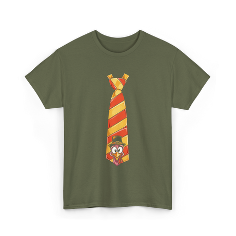 Thanksgiving Turkey Tie Thanksgiving T-Shirt - Military Green