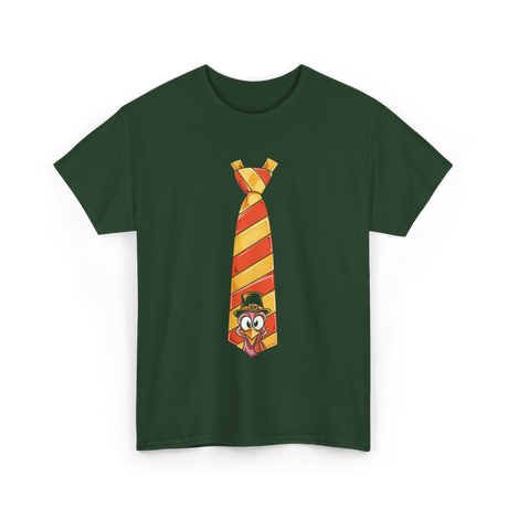 Thanksgiving Turkey Tie Thanksgiving T-Shirt - Forest Green