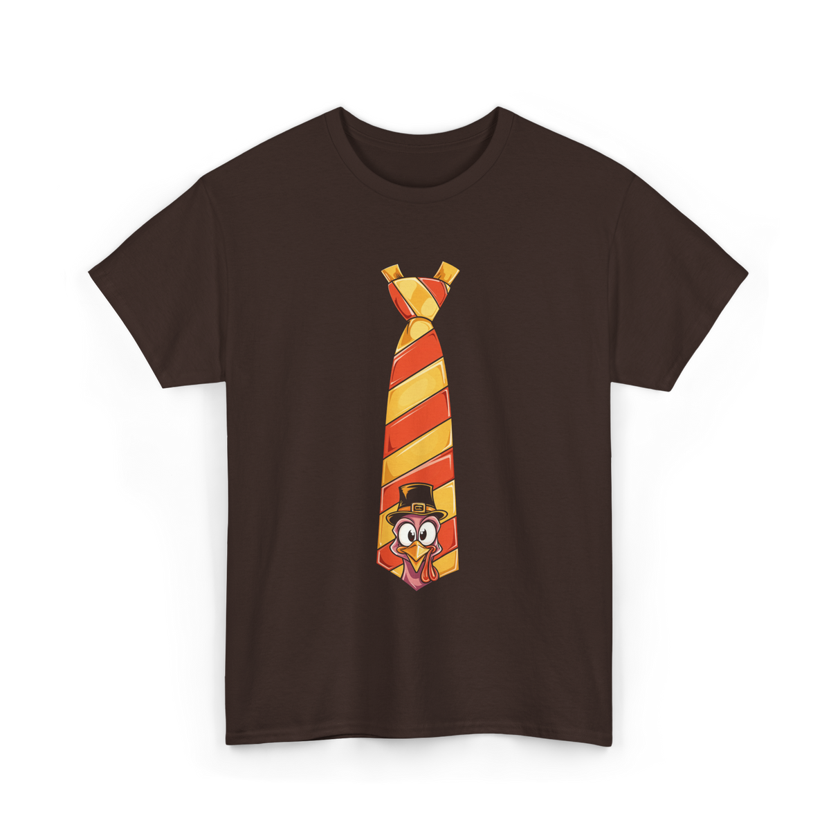 Thanksgiving Turkey Tie Thanksgiving T-Shirt - Dark Chocolate