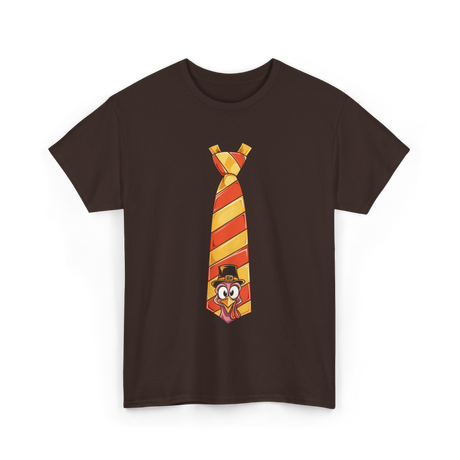 Thanksgiving Turkey Tie Thanksgiving T-Shirt - Dark Chocolate