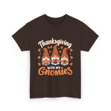 Thanksgiving with My Gnomies Gnomes T-Shirt - Dark Chocolate