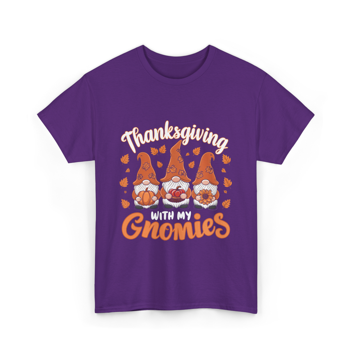 Thanksgiving with My Gnomies Gnomes T-Shirt - Purple