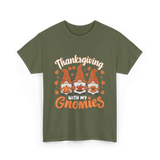 Thanksgiving with My Gnomies Gnomes T-Shirt - Military Green