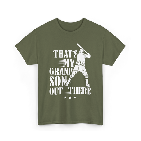 Thats My Grandson Baseball Athlete T-Shirt - Military Green