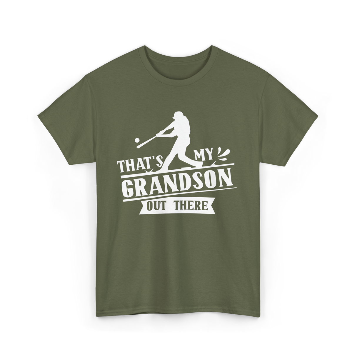 That's My Grandson Baseball Athlete T-Shirt - Military Green