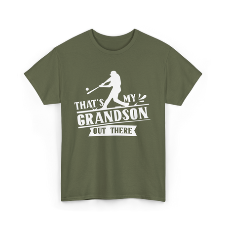 That's My Grandson Baseball Athlete T-Shirt - Military Green