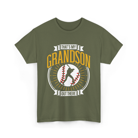 That's My Grandson Baseball Athlete T-Shirt - Military Green