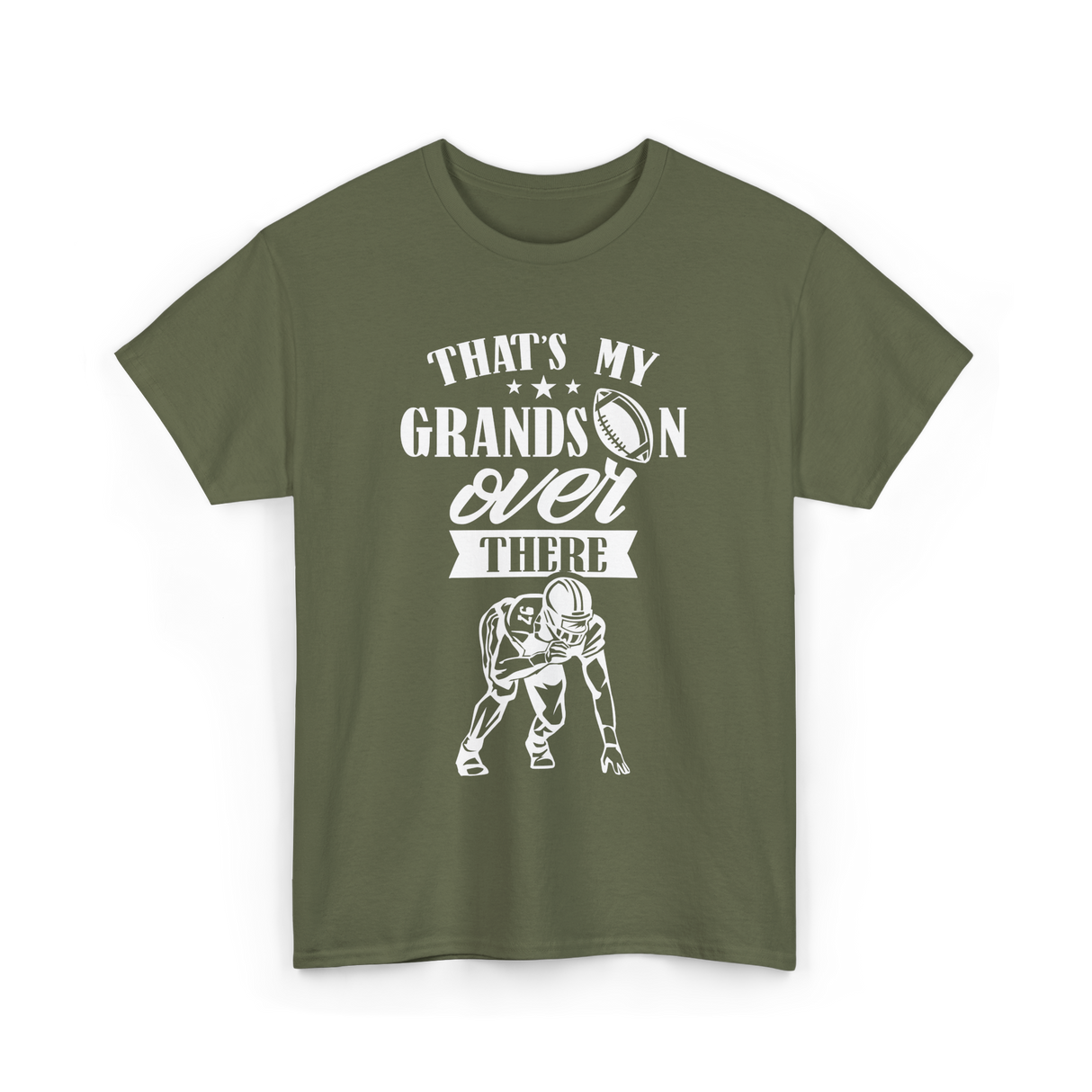 That's My Grandson Football T-Shirt - Military Green