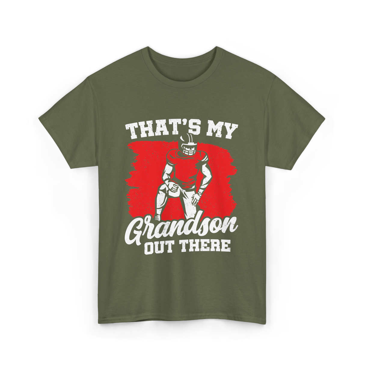 That's My Grandson Football T-Shirt - Military Green