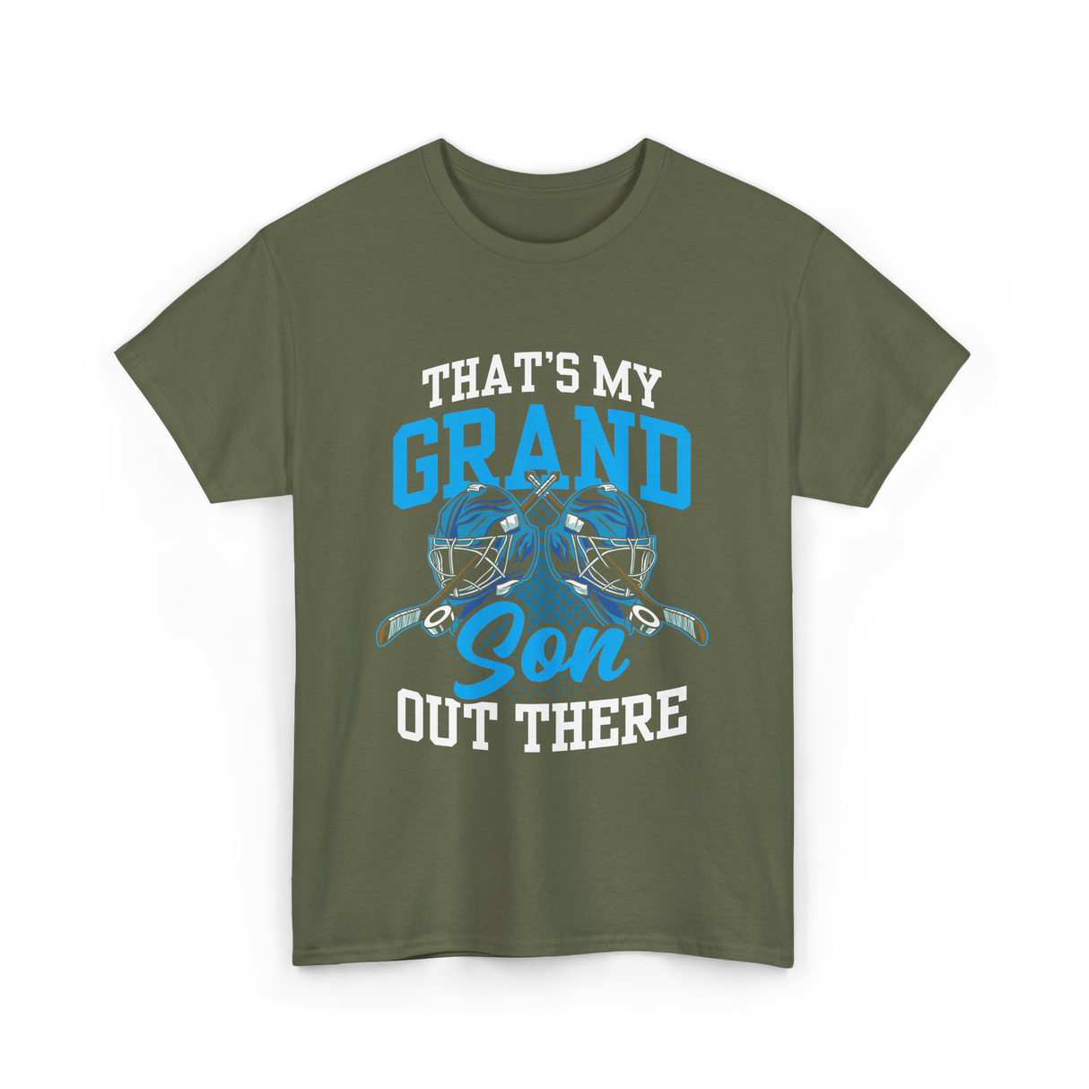 That's My Grandson Ice Hockey Athlete T-Shirt - Military Green