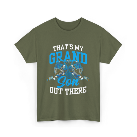 That's My Grandson Ice Hockey Athlete T-Shirt - Military Green