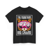 The Meowtains Are Calling Cat Skiing T-Shirt - Black