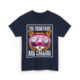 The Meowtains Are Calling Cat Skiing T-Shirt - Navy