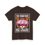 The Meowtains Are Calling Cat Skiing T-Shirt - Dark Chocolate