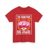 The Meowtains Are Calling Cat Skiing T-Shirt - Red