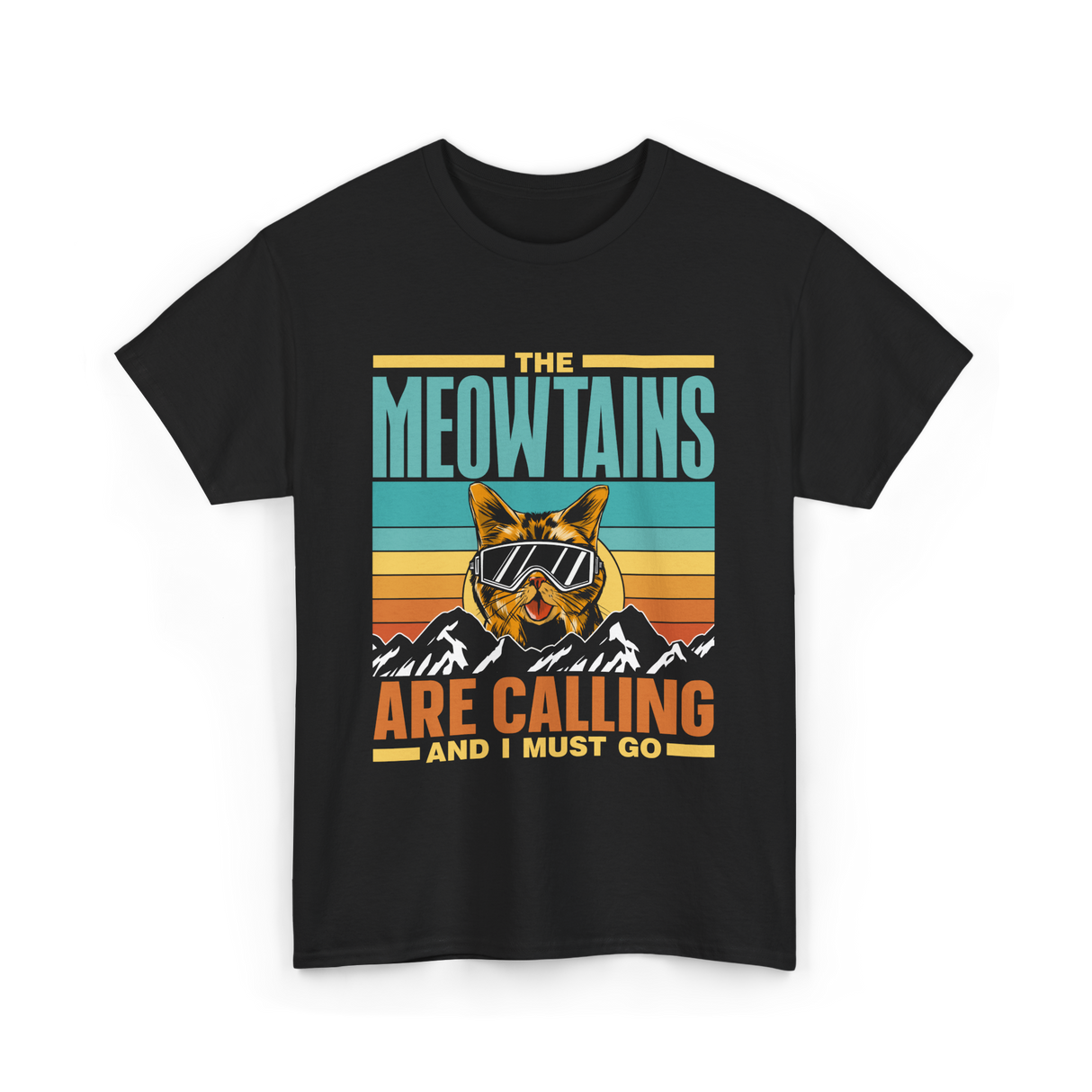 The Meowtains Are Calling Cat T-Shirt - Black