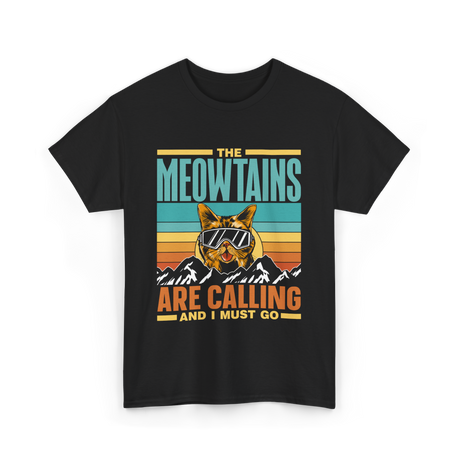 The Meowtains Are Calling Cat T-Shirt - Black