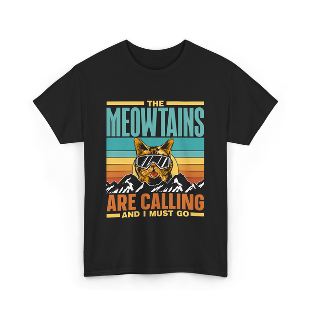 The Meowtains Are Calling Cat T-Shirt - Black