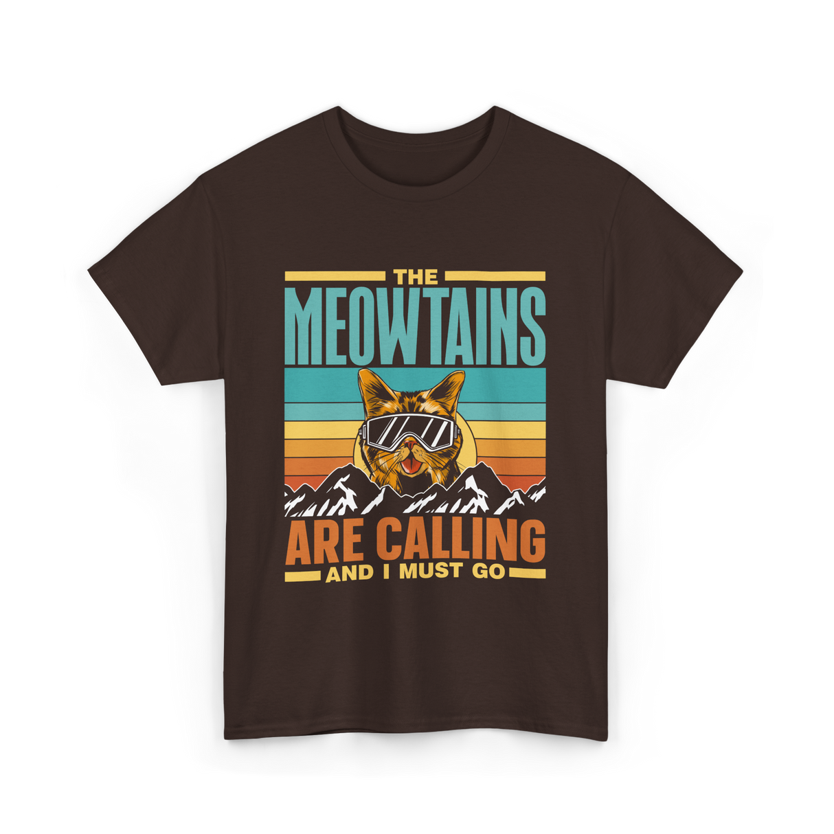 The Meowtains Are Calling Cat T-Shirt - Dark Chocolate