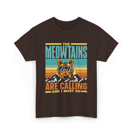 The Meowtains Are Calling Cat T-Shirt - Dark Chocolate