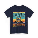 The Meowtains Are Calling Cat T-Shirt - Navy