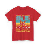 The Meowtains Are Calling Cat T-Shirt - Red