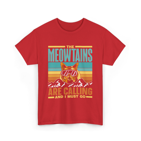 The Meowtains Are Calling Cat T-Shirt - Red