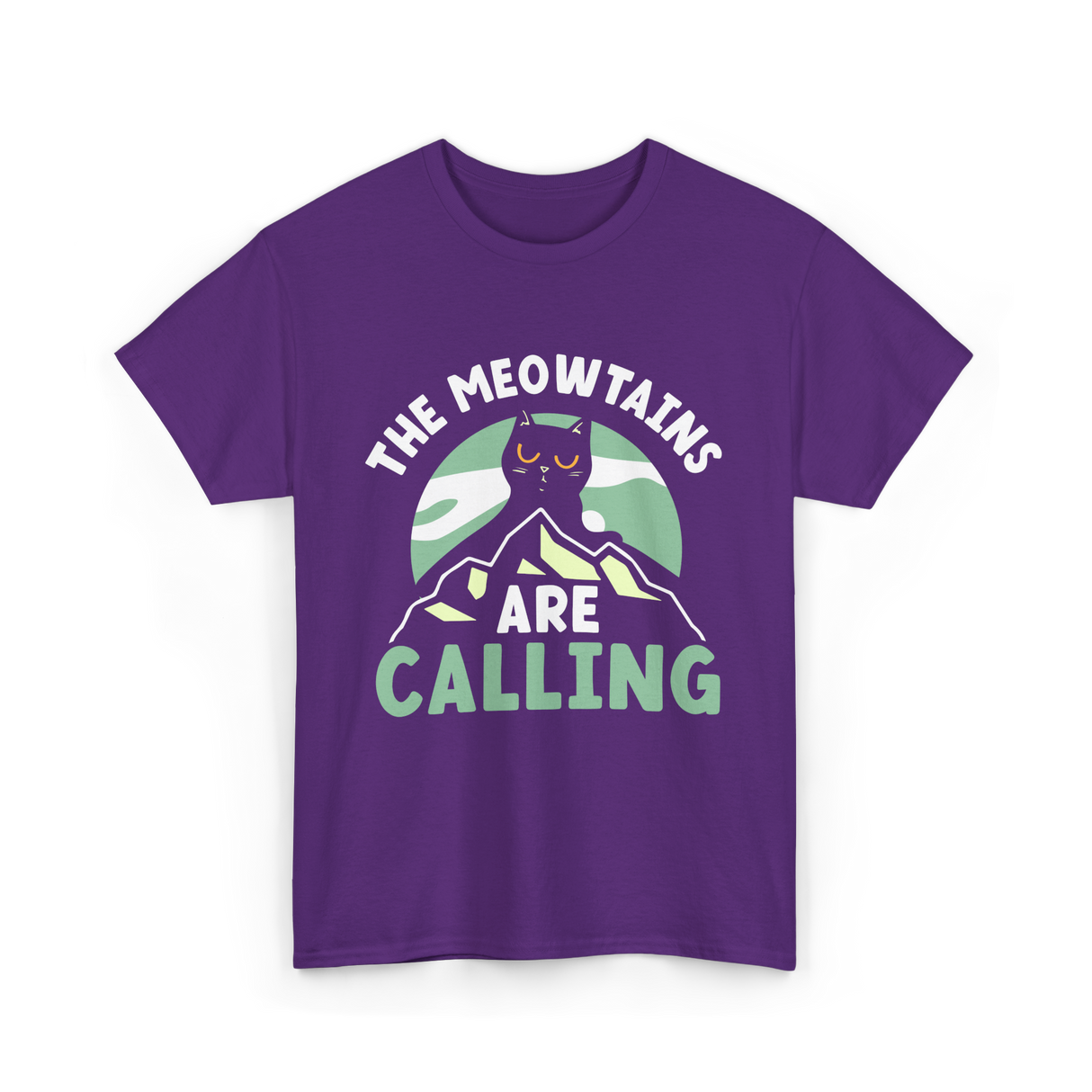 The Meowtains Are Calling Cat T-Shirt - Purple