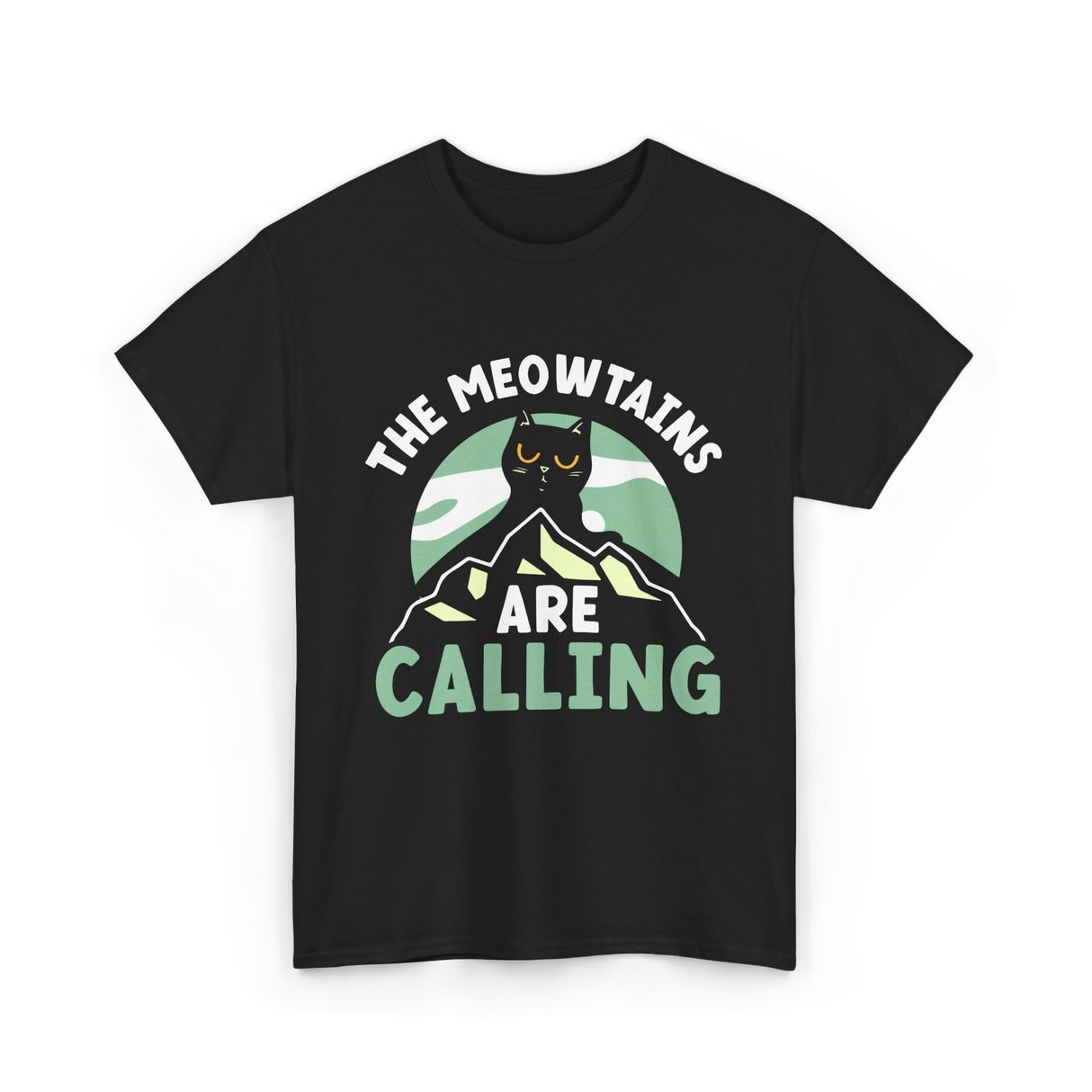 The Meowtains Are Calling Cat T-Shirt - Black