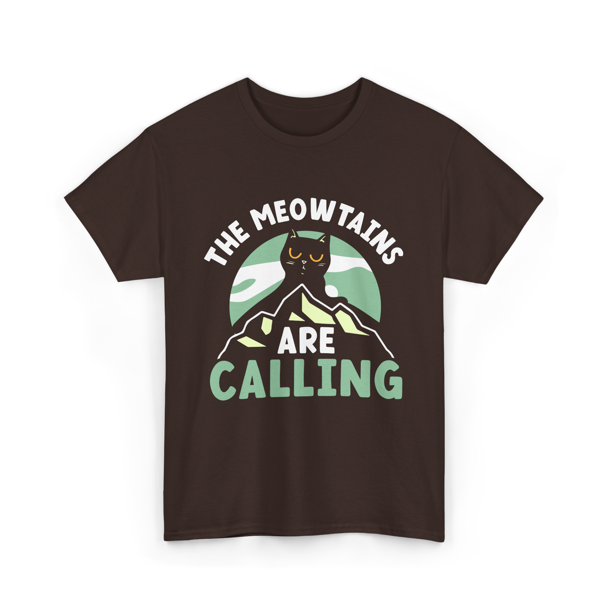 The Meowtains Are Calling Cat T-Shirt - Dark Chocolate