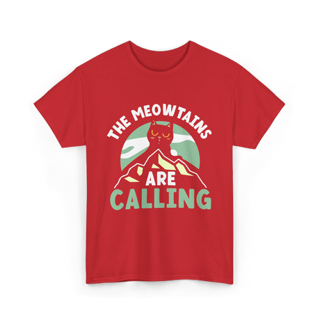 The Meowtains Are Calling Cat T-Shirt - Red