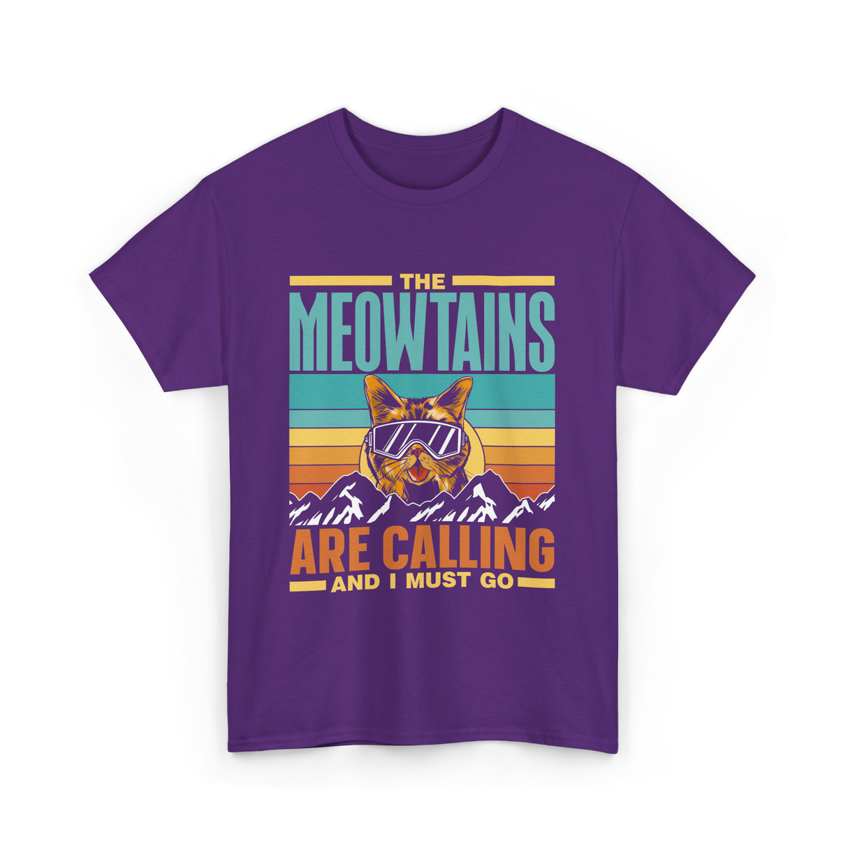 The Meowtains Are Calling Cat T-Shirt - Purple