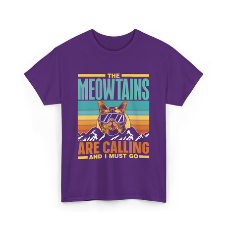 The Meowtains Are Calling Cat T-Shirt - Purple