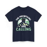 The Meowtains Are Calling Cat T-Shirt - Navy