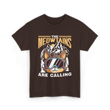 The Meowtains Are Calling Mountain Cat T-Shirt - Dark Chocolate