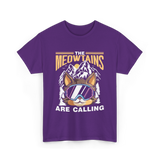 The Meowtains Are Calling Mountain Cat T-Shirt - Purple